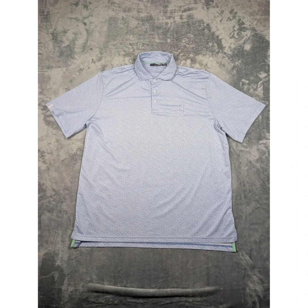 Ralph Lauren RLX Polo Shirt Mens XL Blue Floral Pinehurst Golf Wicking Logo